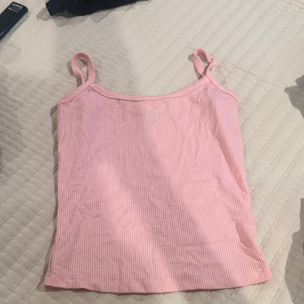 SHEIN Light Pink Ribbed Camisole Top